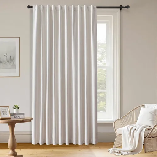 Miniatura 18 de Cortinas 100% opacas de lino sintético, 90 pulgadas de largo, 2 paneles para dormitorio o sala de estar, térmicas y atenuantes, con lengüetas