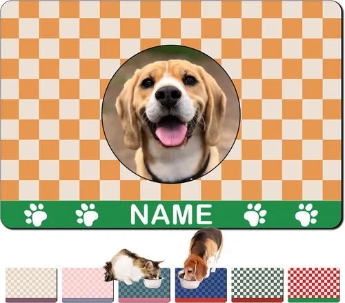 Miniatura 10 de Tapete personalizado de comida para perros con nombre de la mascota, mantel individual personalizado con respaldo antideslizante, tapete
