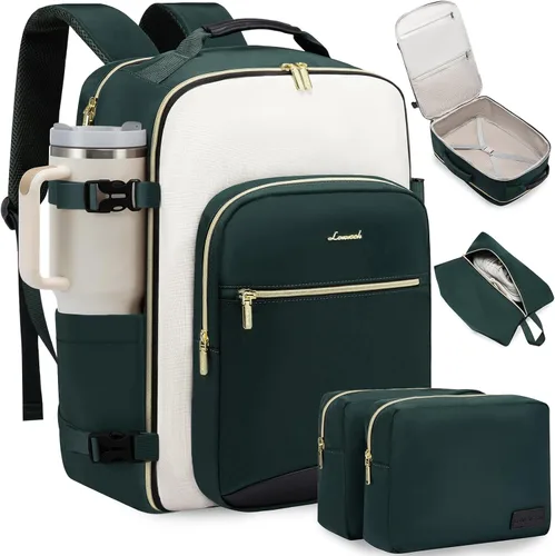 LOVEVOOK Mochila Grande de Viaje para Mujer Mochila de Viaje para Llevar Mochila de Artículos Personales Esenciales, Mochilas de viaje Verde