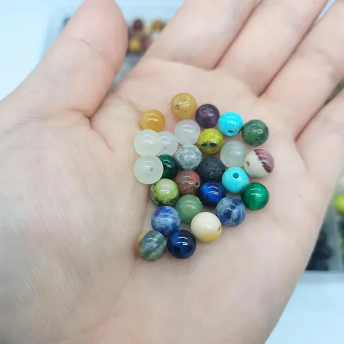 Miniatura 7 de 720 cuentas de piedra redonda natural de 0.236 pulgadas, agujero de cuentas de 0.039 pulgadas (0.039 in), piedra energética curativa para pulseras