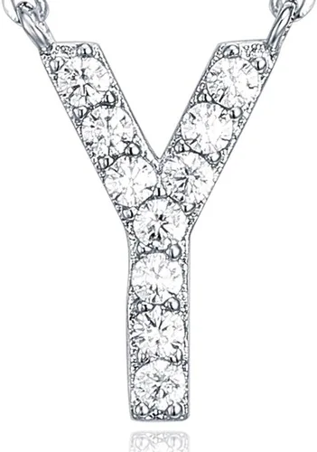 Miniatura 124 de PAVOI 14K White Gold Plated Cubic Zirconia Initial Necklace Letter Dainty Necklaces for Women