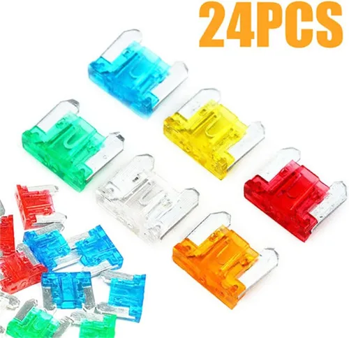 Miniatura 2 de Juego surtido de 24 fusibles de cuchilla de automóvil, fusibles de repuesto para automóviles, mini fusibles de hoja de perfil bajo para automóvil