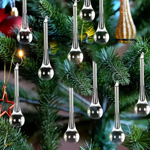 Whaline 40 Piezas Adornos Colgantes de Cristal de 3 Pulgadas Transparentes en Forma de Lágrima Decoración de Candelabro Adornos Colgantes de Vidrio