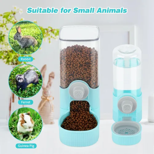 Miniatura 3 de YUEPET Dispensador de agua de alimentos para conejos, alimentador de conejo de gran capacidad para jaulas, dispensador automático de agua para Azul