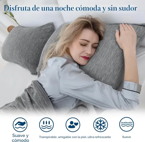 Miniatura 4 de CHOSHOME Fundas de almohada refrescantes con cremallera Fundas de almohada Q-Max > 0.45 con cremallera para personas que duermen con calor, suaves