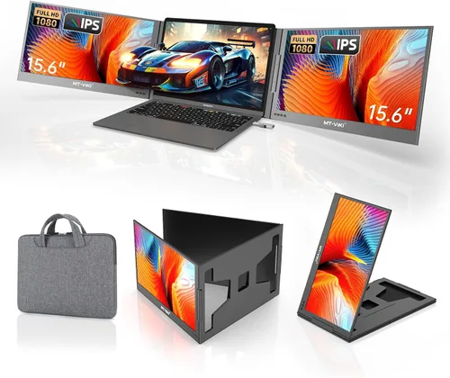 MT-VIKI Extensor de pantalla para laptop de 15.6 pulgadas, monitor potable para computadora portátil, solo una conexión de cable USB-C, compatible