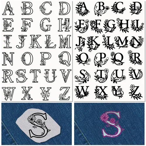 CRASPIRE 2 hojas de letras A-Z estabilizadores de bordado solubles en agua, alfabeto, 52 patrones, palo de coser a mano y puntada, transferencia A4,