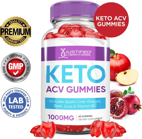 Miniatura 2 de Paquete de 3 gomitas Keto ACV de apoyo avanzado Keto Gummys de 1000 mg de vinagre de sidra de manzana formulado con jugo de granada y remolacha