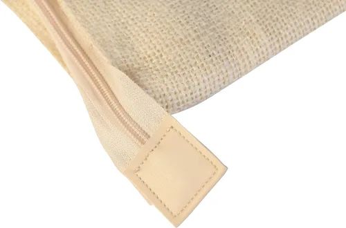 Miniatura 3 de Bolsa de yute con cierre de cremallera con cristales y borlas para playa color crema