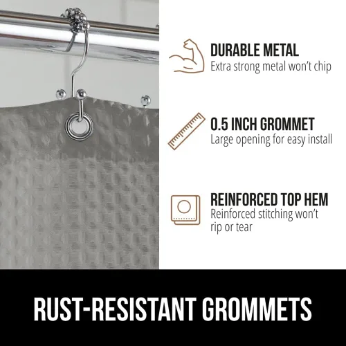 Miniatura 5 de GORILLA GRIP Cortina de ducha de punto gofre, tela gruesa con peso, 72 x 78 pulgadas, resistente a las arrugas y a la oxidación, diseño clásico