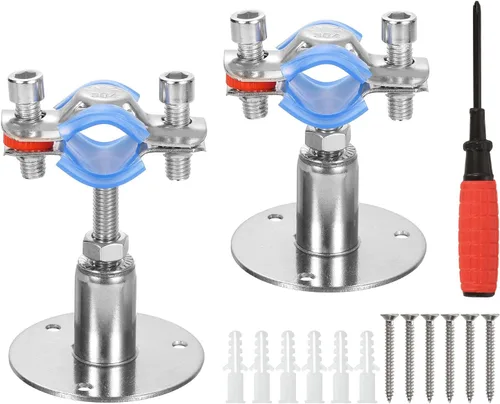 Miniatura 9 de uxcell Soporte de tubería de acero inoxidable para montaje en pared, soporte de tubo de montaje en techo, altura ajustable de 1.181-1.969 in