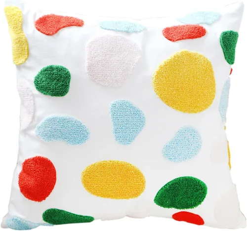 Miniatura 20 de DECOBIRD Funda de almohada bordada de 18 x 18 pulgadas, diseño floral beige, decoración del hogar, funda de almohada bordada de lona de algodón