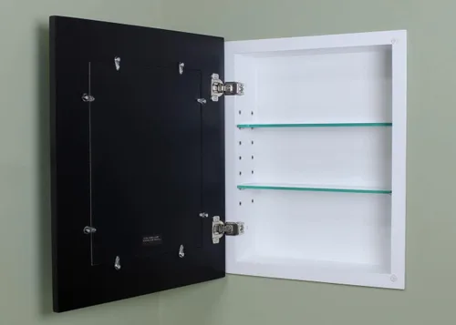 Miniatura 2 de Gabinete de Medicina Empotrado Estilo Shaker de 14x18 pulgadas - Almacenamiento de Pared Oculto sin Espejo, 2 Estantes Ajustables (Negro)