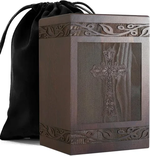 Urna de cremación cruzada de madera – Urnas para cenizas humanas, urna para cenizas para adultos, caja de urna funeraria unisex conmemorativa con