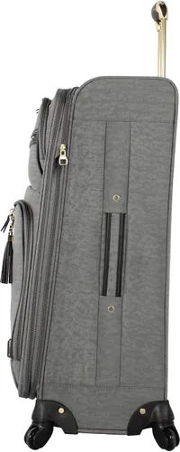 Miniatura 2 de Steve Madden Designer Luggage Collection Maleta ligera expandible de 24 pulgadas Bolsa a cuadros con ruedas giratorias de tamaño mediano, Peek A