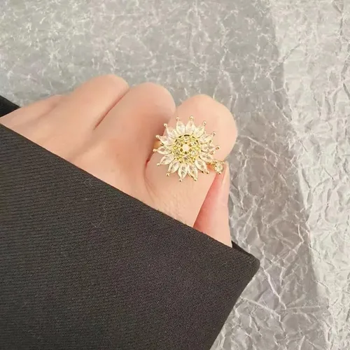 Miniatura 6 de Fidget Ring Anxiety Spinner Ring Open Adjustable Sunflower Star Moon Windmill Butterfly Rings Daisy Stress Relieving Fidget Women Cubic Zirconia