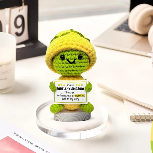 Miniatura 7 de Gossby Regalo de agradecimiento para mujeres, hecho a mano, tortuga positiva a ganchillo, gracias por ser una parte importante, agradecimiento
