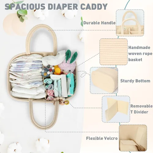 Miniatura 4 de Miss Fong Organizador de pañales - Organizador portátil con separadores extraíbles, cesta de viaje y (crema)