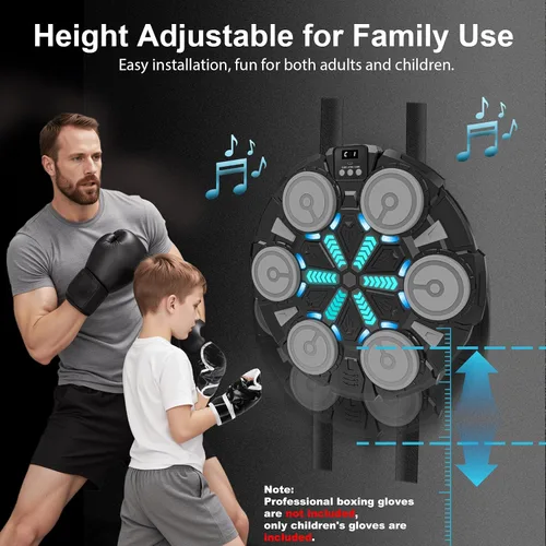 Miniatura 7 de Music Punching Machine for Kids Adults,Bluetooth Wall Mounted Boxing Trainer with Gloves,Rhythm Lights,2 Player Battle Mode,Reaction Training