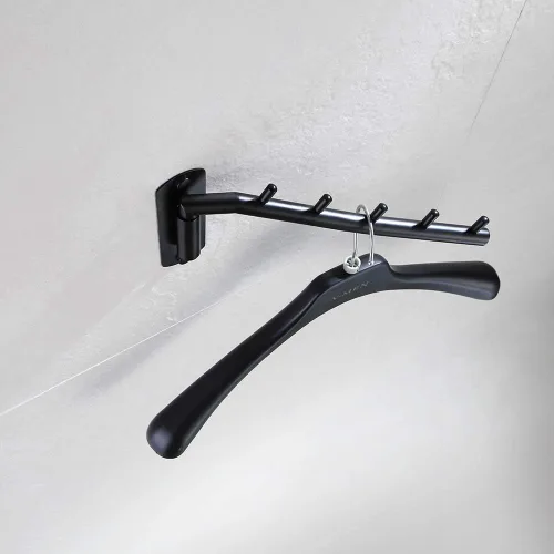 Miniatura 5 de JQK Perchero plegable, Soporte de gancho de brazo oscilante de acero inoxidable, Sistema de colgar ropa, Organizador de almacenamiento de armario
