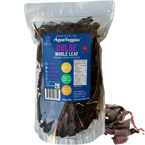 Miniatura 10 de Aqua Veggies Organic Atlantic Dulse Flakes grandes de 2 onzas, cosechadas a mano, secado al sol, Bahía de Fundy, excelente fuente de vitaminas B6
