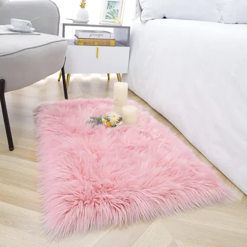 Miniatura 20 de Noahas Alfombra de piel sintética, alfombras esponjosas de lujo para dormitorio, alfombras lavables de 2 x 3 pies, alfombra de piel de oveja