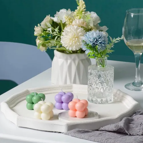 Miniatura 6 de Moldes de vela de burbujas 3D - Molde de silicona de cubo de 12 cavidades para hacer velas y jabón, molde de pastel de burbuja para hornear pastel