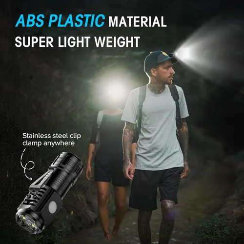 Miniatura 3 de LETMY Mini linternas recargables con base magnética, paquete de 2 luces brillantes de 3 LED, pequeña linterna EDC con clip para cinturón, 4 modos
