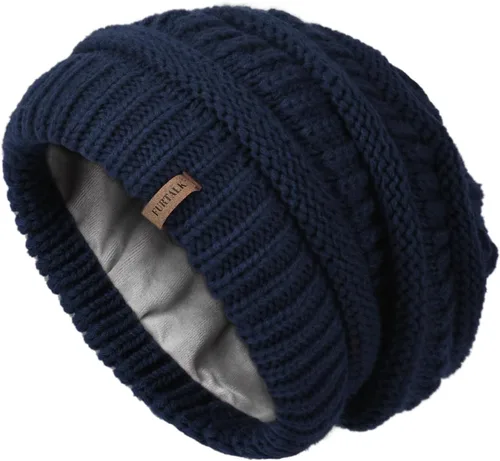 Miniatura 41 de FURTALK Gorros de invierno para mujer, con forro polar, gorro de punto holgado y cálido, gorro de esquí