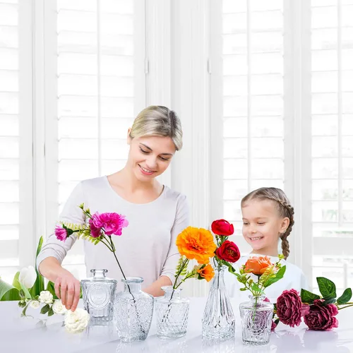 Miniatura 2 de Juego de jarrones de cristal, 24 jarrones pequeños para arreglos florales, bonito jarrón a granel para decoración de mesa de centro de mesa