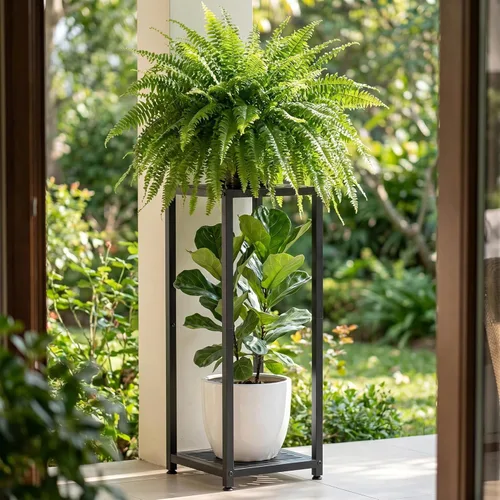 Miniatura 2 de TOSKING Soporte alto para plantas para interiores – Estante de metal moderno de 2 niveles, altura de 30 pulgadas y capacidad de 200 libras