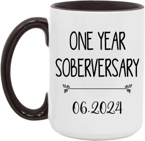 Taza sobria, taza de café de sobriedad con fecha personalizada, recuerdo de sobriedad, aniversario, regalo personalizado para celebrar (taza negra