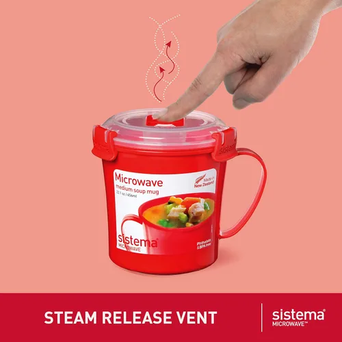 Miniatura 4 de Sistema Taza de sopa para microondas con tapa y ventilación de liberación de vapor