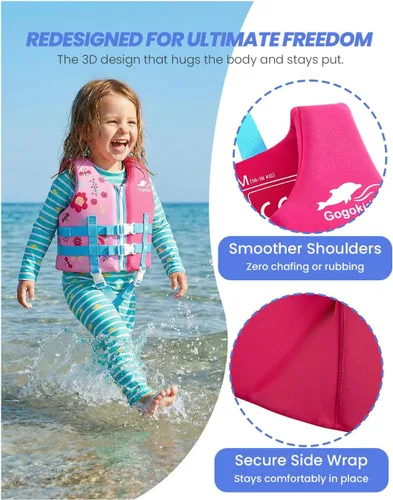 Miniatura 2 de Gogokids Chaleco de natación para niños de 2-3-4-5-6-7-8-9 años, flotadores de piscina para niños de 30-50-70 libras, flotabilidad para niños