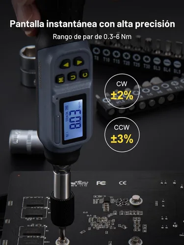 Miniatura 2 de GROWNEER Destornillador dinamométrico digital, 2.66-53.1 in-lb/0.3-6 Nm, destornillador de par de 1/4 pulgadas de pulgada de impulso, electricista