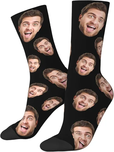 heigudan Calcetines de cara personalizados, calcetines divertidos con caras para hombres, mujeres, amantes de los perros y gatos, regalos