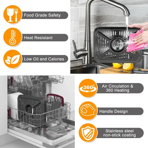 Miniatura 6 de Bandeja de parrilla para freidora de aire para Ninja Foodi DZ401 DZ550 Air Fryers DualZone de 10QT, accesorios de repuesto para freidora de aire