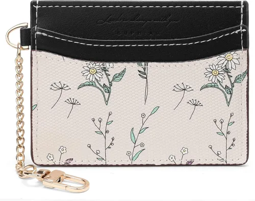 Miniatura 18 de SENDEFN Cartera delgada de piel con bloqueo RFID para tarjetas de crédito con bolsillo con cremallera