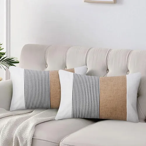 Miniatura 9 de JASEN Fundas de almohada negras de 12 x 20 pulgadas, fundas de almohada decorativas estilo bohemio lumbar para sofá o cama