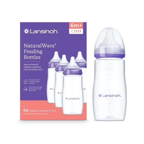 Miniatura 10 de Lansinoh NaturalWave - Juego de regalo para recién nacido, 4 biberones anticólicas de 5 onzas con tetinas XS Flow para recién nacidos + 4 biberones