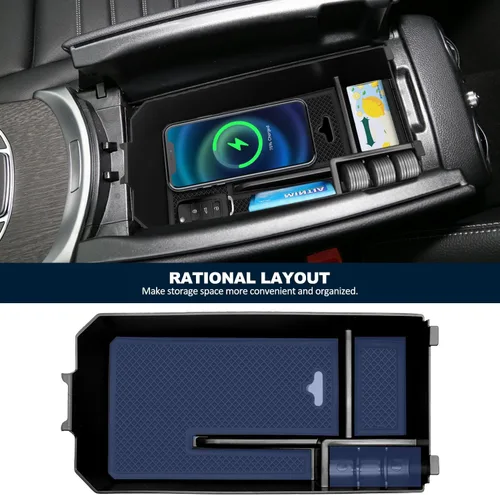 Miniatura 4 de Caja de almacenamiento para apoyabrazos central Compatible con Mercedes Benz Clase C W205 Organizador de consola central 2015-2021, para GLC W253
