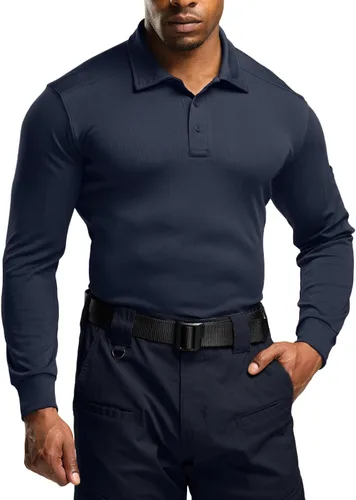 CQR - Camisa tipo polo estilo piqué para hombre, diseños tácticos de manga corta y larga para golf, tela Dry Fit ligera, con FPU 50+ para exteriores