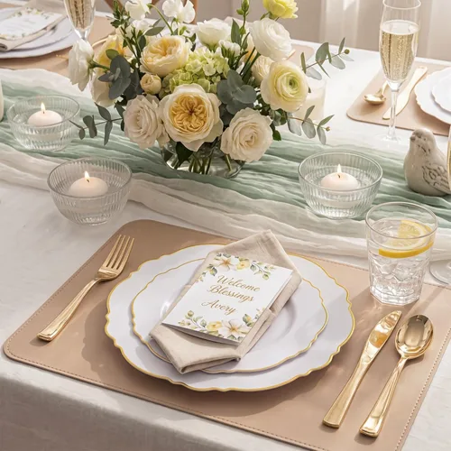 WDF - 60 platos de plástico dorados, platos desechables estilo barroco blancos con borde dorado para fiestas de lujo y bodas, incluye 30 platos de
