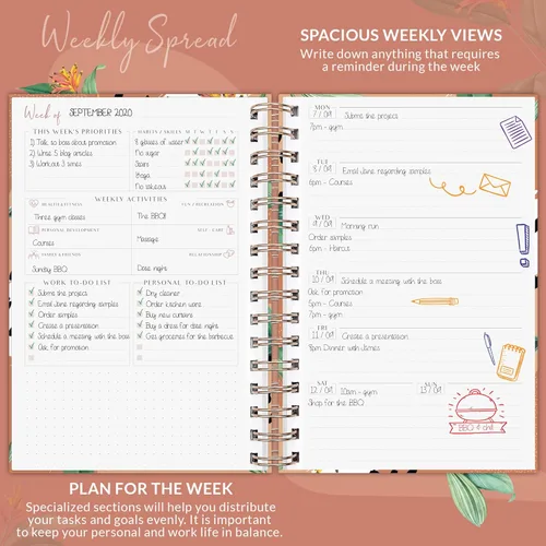 Miniatura 4 de PLANBERRY Planificador semanal premium – Organizador de vida sin fecha y planificador de presupuesto – Gestión del tiempo, establecimiento