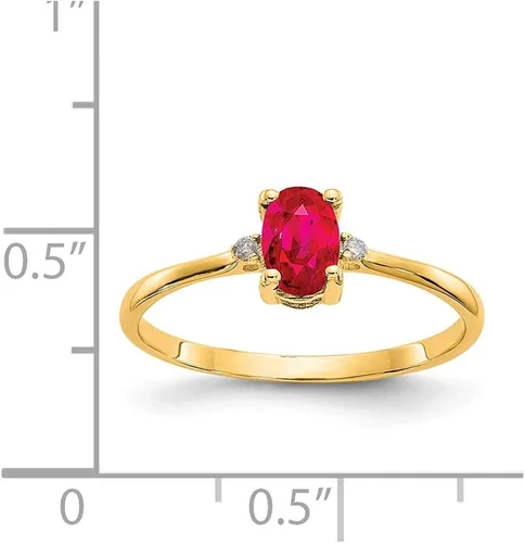 Miniatura 2 de Anillo de compromiso de oro amarillo de 14 k con diamantes de imitación de rubí rojo y piedra de nacimiento de imitación 002 quilates de 2 a 0236in