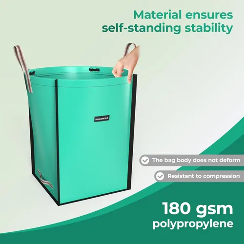 Miniatura 2 de Bolsa de basura reutilizable de 63 galones para patio, bolsa de polietileno duradera con 4 asas reforzadas, contenedor de jardín portátil plegable