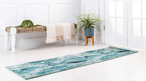Miniatura 2 de Alfombra moderna Positano de estilo costero de Loom, Polipropileno, Azul claro