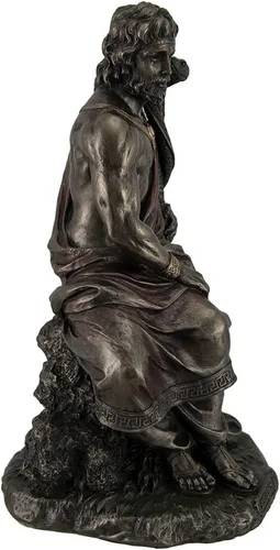Miniatura 2 de Veronese Design Asclepius griego Dios de la medicina sosteniendo serpiente entrelazada estatua bronceada