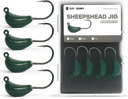 Jigs de Sheepshead, Jigheads Estilo Vertical con 4~10 Piezas, Gancho 3X Reforzado Equipado con 1/2 3/4 1oz para Pesca en Agua Salada