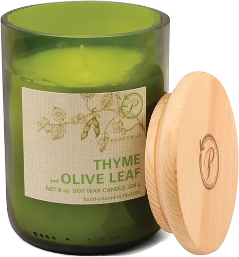 Miniatura 8 de Paddywax Eco Green Collection - Vela de mezcla de cera de soja en tarro de vidrio, aroma a limón Meyer, recipiente verde con tapa de madera, 8 onzas